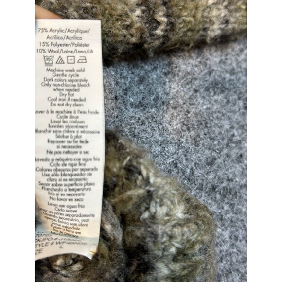 Calvin Klein Hooded Knit Cardigan WMNS M Multicolor Grunge Goblincore Cozy Green - Picture 7 of 9